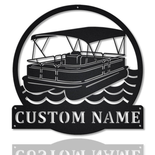 Personalized Pontoon Boat Monogram Metal Sign, Custom Pontoon Boat Metal Sign, Hobbies Gifts, Birthday Gift CN4508