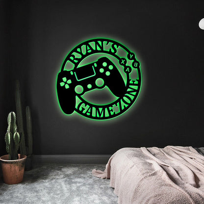 Personalized Game Metal Sign, Gaming Zone Wall Art, Gift for Gamer, Fathers Day Gift, Video Game Controller, Bedroom Decor(LED Light Not Include) CN3208