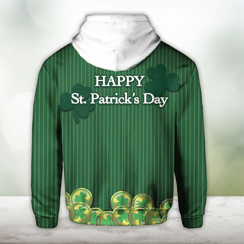 St. Patrick's Day Ireland Hoodie Green and White Gile Special Style Zip Hoodie Gift For Men Women PO0195