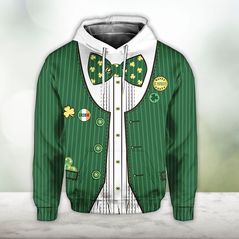 St. Patrick's Day Ireland Hoodie Green and White Gile Special Style Zip Hoodie Gift For Men Women PO0195