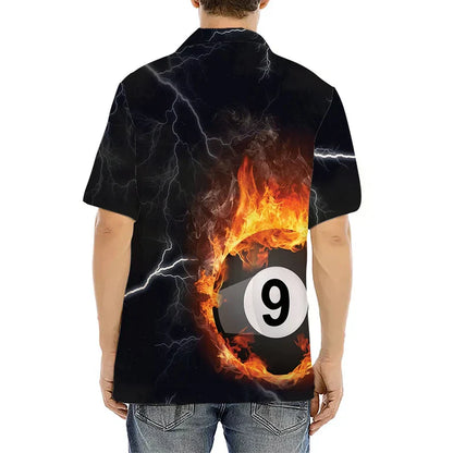 Tendpins Personalized Billiard 9 Ball Fire Flame Hawaiian Shirt BIA0719