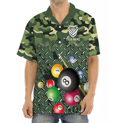 Tendpins Personalized Billiards Camo Soldiers Style Hawaiian Shirt BIA0654