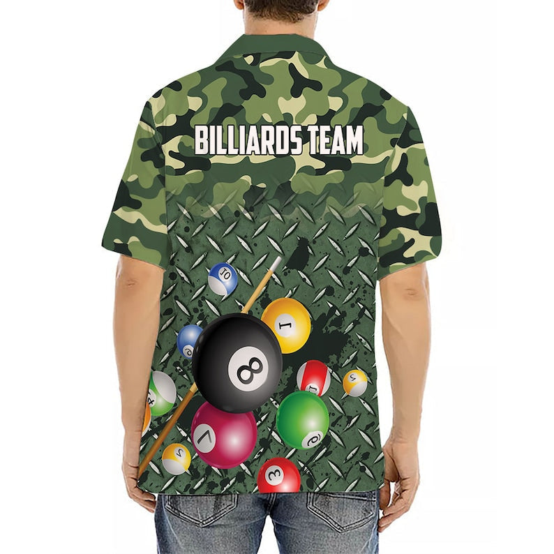 Tendpins Personalized Billiards Camo Soldiers Style Hawaiian Shirt BIA0654