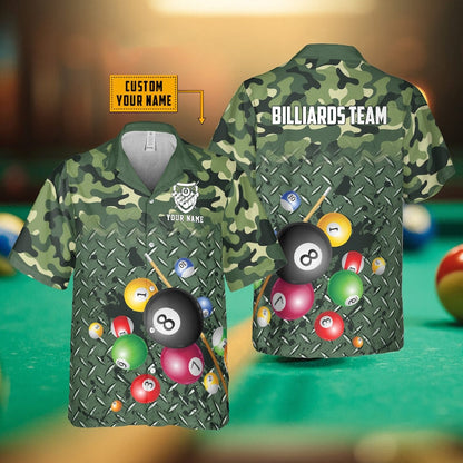 Tendpins Personalized Billiards Camo Soldiers Style Hawaiian Shirt BIA0654