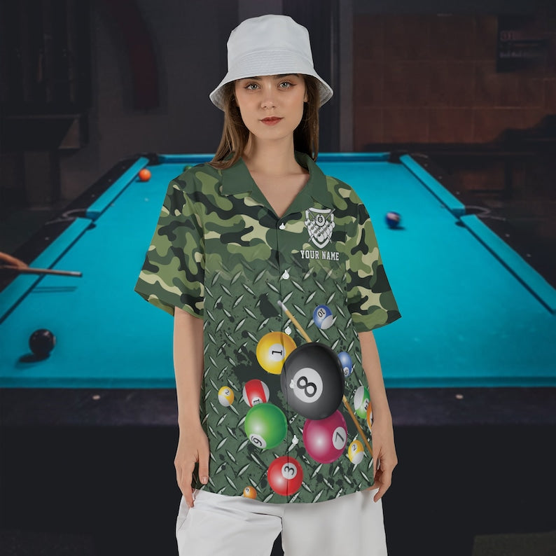 Tendpins Personalized Billiards Camo Soldiers Style Hawaiian Shirt BIA0654