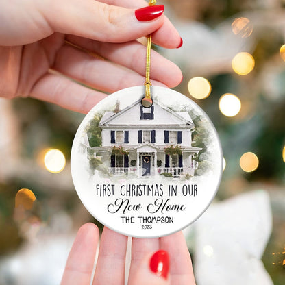 New Home Christmas Ornament, Personalized New House Photo Ornament, Custom House Address Ornament, Housewarming Gift, Ceramic Ornament SO0729