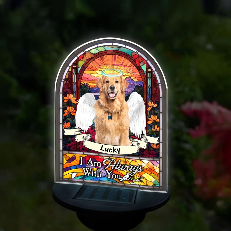 Personalized Photo Pet Memorial Solar Garden Light, Dog, Cat Memorial Solar Light, Pet Remembrance Gift, Pet Sympathy Gift, Pet Loss Gift SGL0002