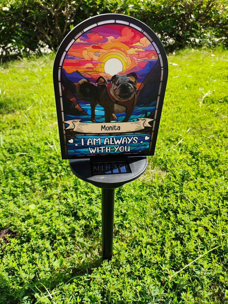 Custom Loss of Pet I'm Always With You Photo Solar Garden Light, Personalized Pet Memorial Light, Pet Remembrance Gift, Pet Sympathy Gift SGL0005