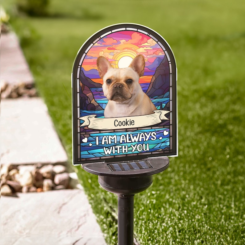 Custom Loss of Pet I'm Always With You Photo Solar Garden Light, Personalized Pet Memorial Light, Pet Remembrance Gift, Pet Sympathy Gift SGL0005