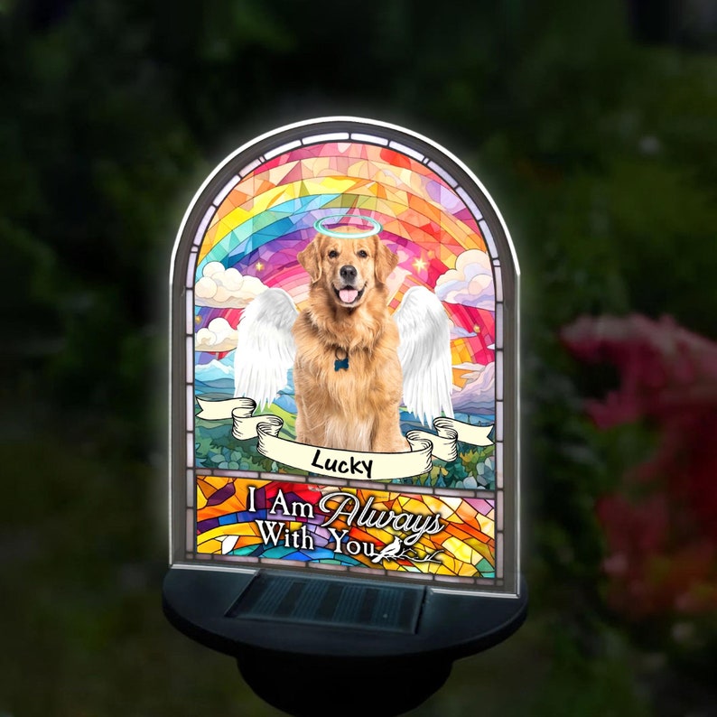 Personalized Photo Pet Memorial Solar Garden Light, Dog, Cat Memorial Solar Light, Pet Remembrance Gift, Pet Sympathy Gift, Pet Loss Gift SGL0002