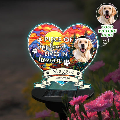 Custom Photo Pet Memorial Solar Light, Dog Loss Sympathy Gift, Personalized Cat Dog Photo Memorial Solar Power Garden, Pet Remembrance Gift SGL0004