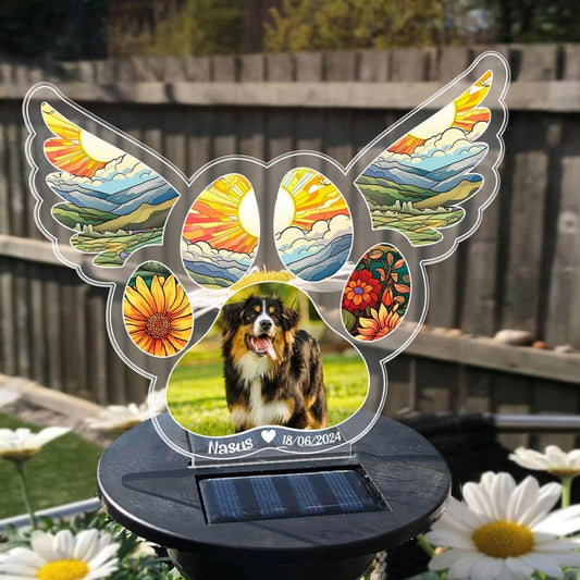 Custom Photo Pet Memorial Solar Light, Dog Loss Sympathy Gift, Personalized Cat Dog Photo Memorial Solar Power Garden, Pet Remembrance Gift SGL0003