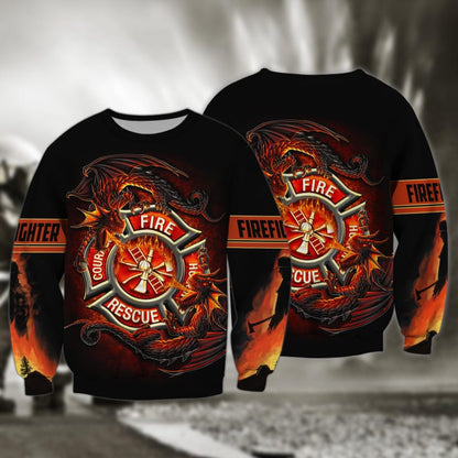 Firefighter Dragon All Over Print For Men & Women 3D Shirt, Proud of Firefighter TO3283