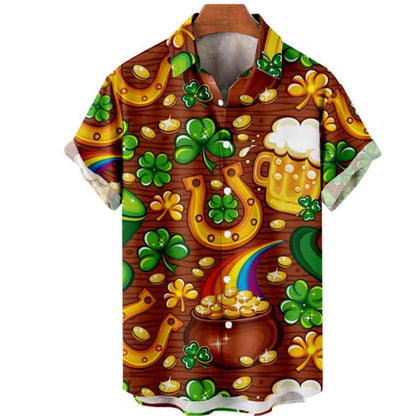 Mens St. Patrick's Day 3D Hawaiian Shirt, Shamrock Shirt, Irish hawaiian Shirt PO0138