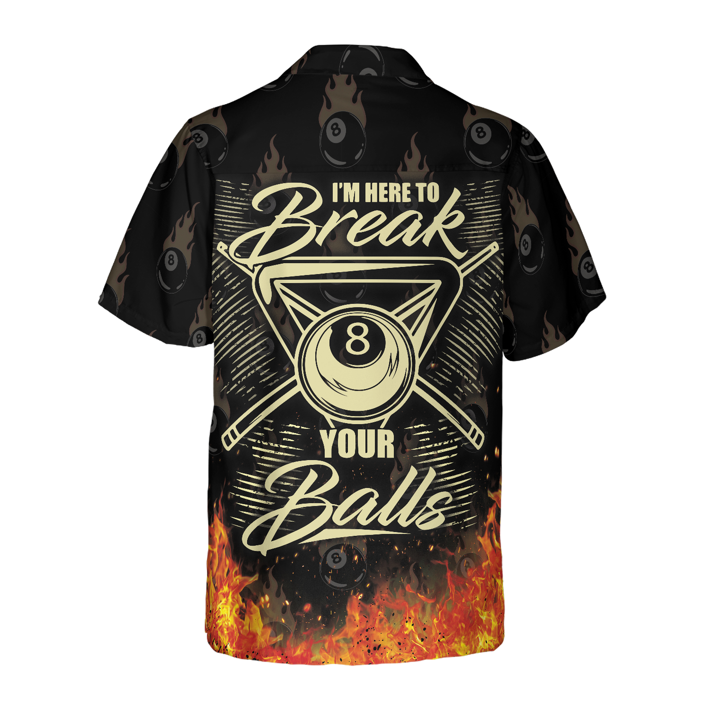 Billiard I'm Here To Break Your Balls Hawaiian Shirt, Skull Fire 8 Ball Shirt, Idea Gift for Billiard Player HO4084