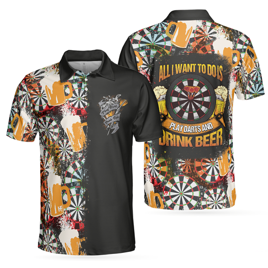 Play Darts And Drink Beer Polo Shirt, Colorful Dart Board Polo Shirt, Dart Shirt For Beer Lovers DMO0214