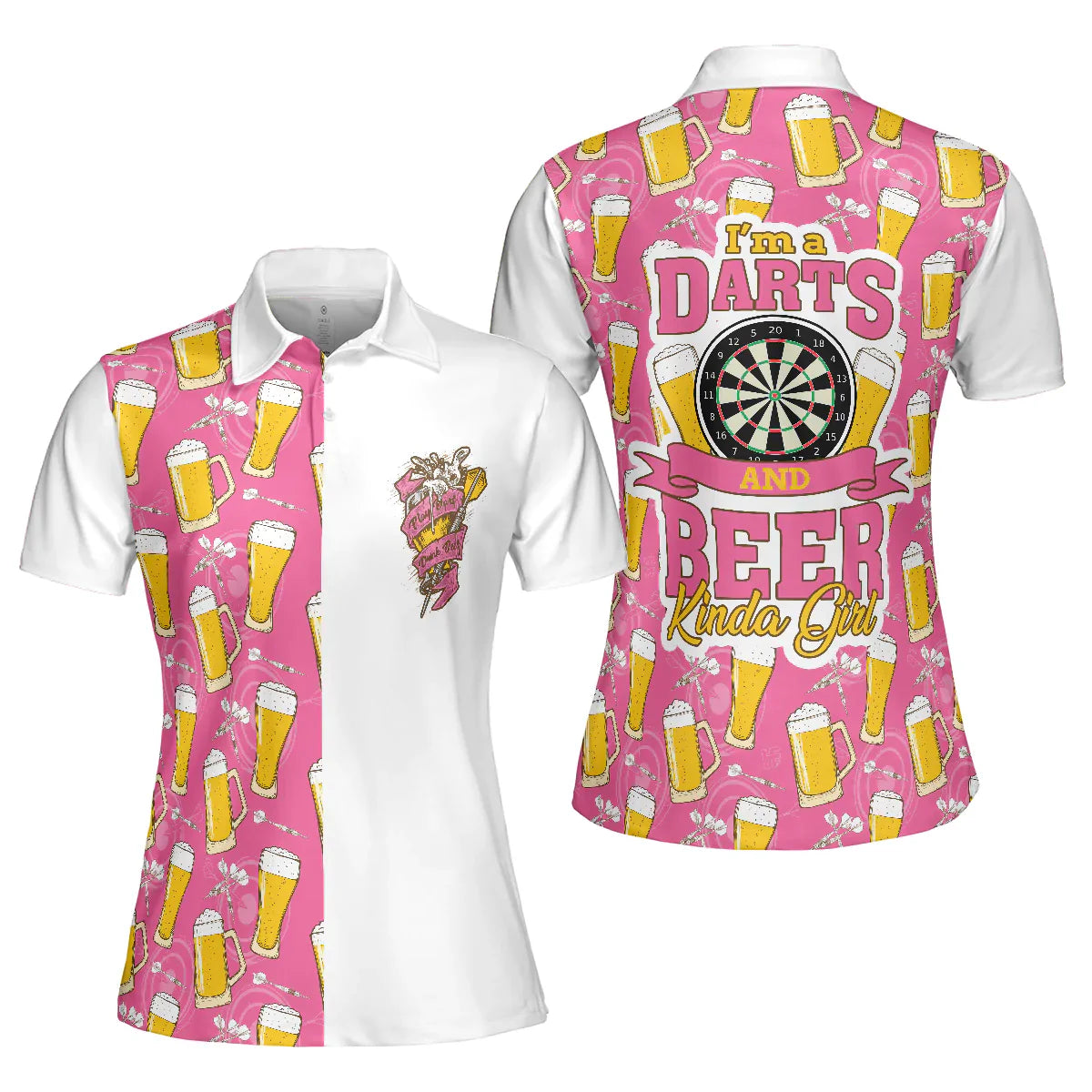 Darts And Beer Women Polo Shirt, I'm A Darts And Beer Kinda Girl Short Sleeve Shirt, Funny Ladies' Darts Shirt, Darts Gift For Women DMO0048