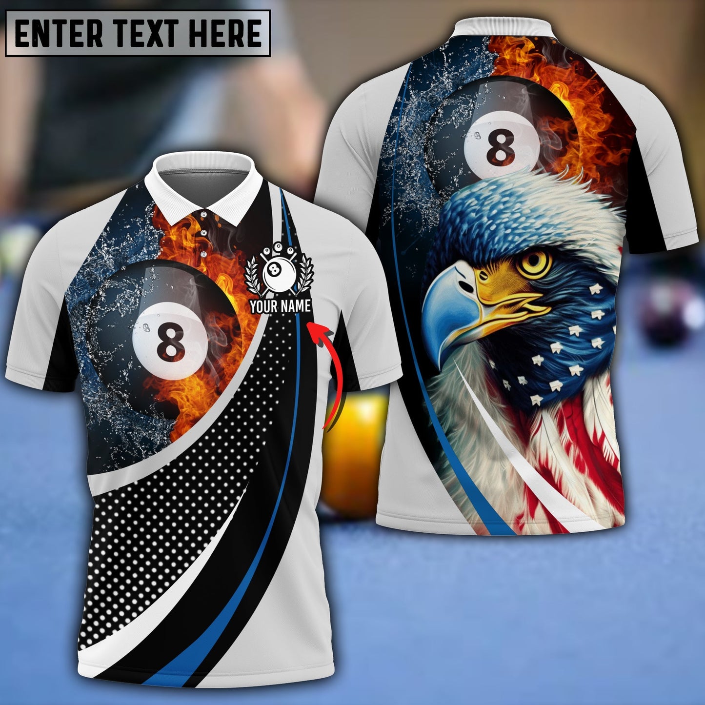 Tendpins Personalized Billiard Ball Eagle Polo Shirt BIA0714