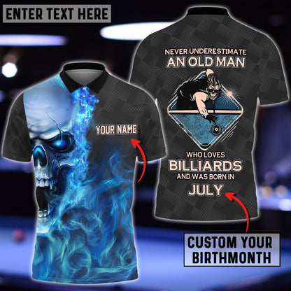 Tendpins Blue Skull Billiards Old Man Plays Born In Personalized Unisex Shirt BIA0768