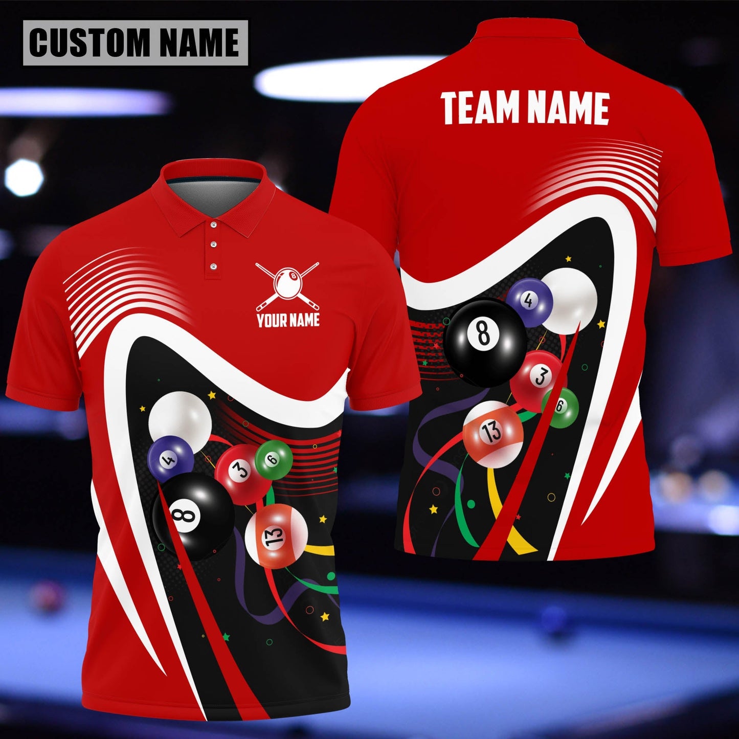 Tendpins Billiards Ball Colourful Personalized 3D Polo Shirt BIA0805