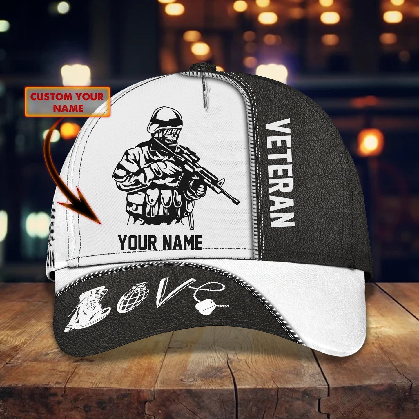 3D Classic Cap Veteran Personalized Name Cap 88 Tendpins CA1225