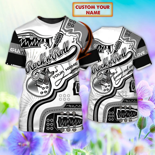 Personalized Rock And Roll 3D T Shirt For Guitarist, Guitar Love Full Print Shirts TO0610