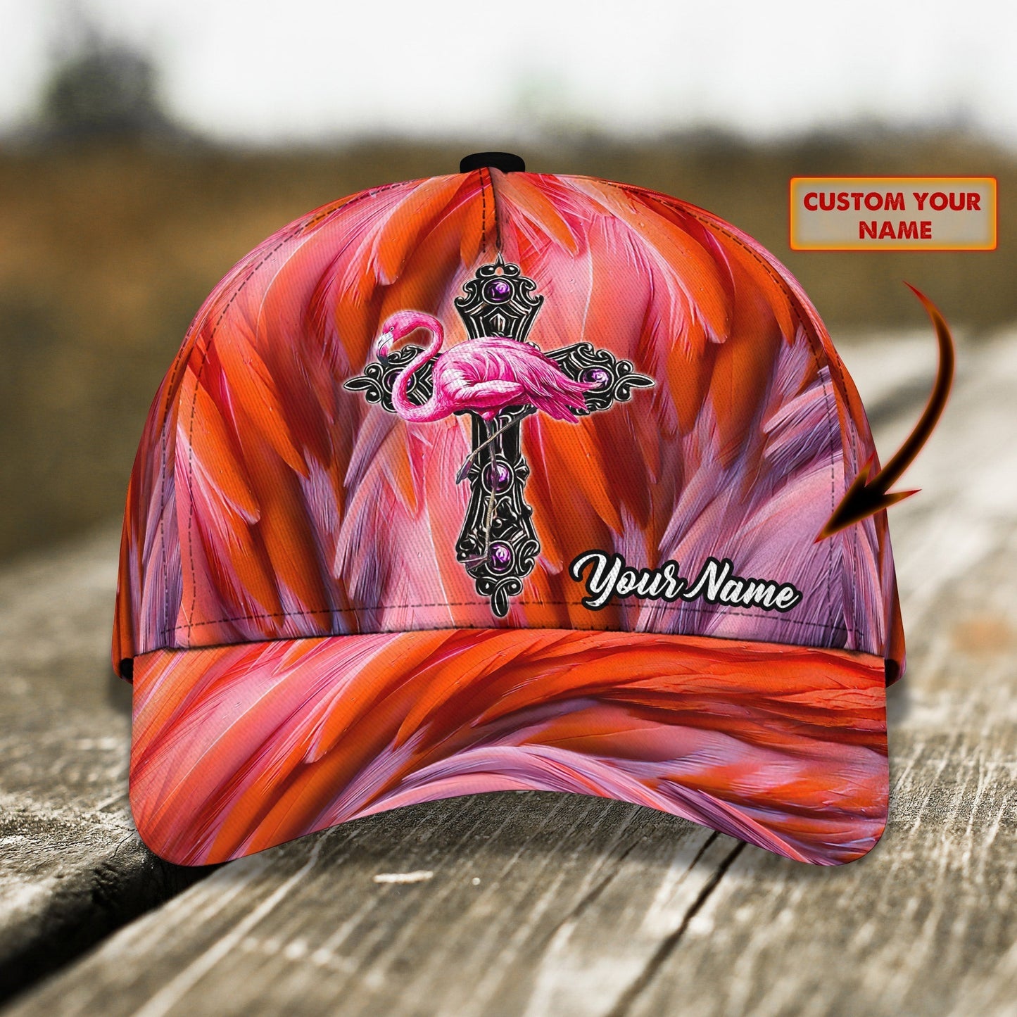 3D Classic Cap Flamingo Cross Personalized Name Cap 436 Tendpins CA1269