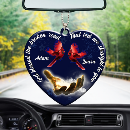 Personalized God Blessed Cardinal Couple Christian Ornament, Memorial Car Hanging Ornament OO0150