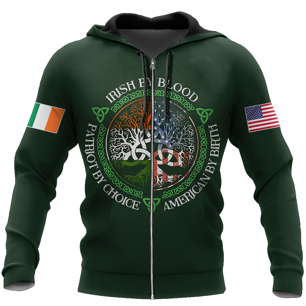 Irish By Blood American By Birth Patriot By Choice St.Patrick Day Hoodie Shirt for Men and Women PO0273