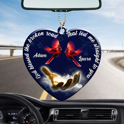 Personalized God Blessed Cardinal Couple Christian Ornament, Memorial Car Hanging Ornament OO0150