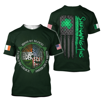 Irish By Blood American By Birth Patriot By Choice St.Patrick Day Hoodie Shirt for Men and Women PO0273