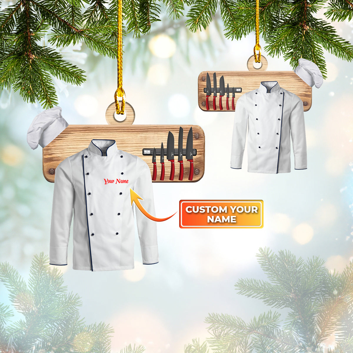 Custom Shaped Chef Uniform Ornament, Personalized Name Uniform for Master Chef Ornament OO1671