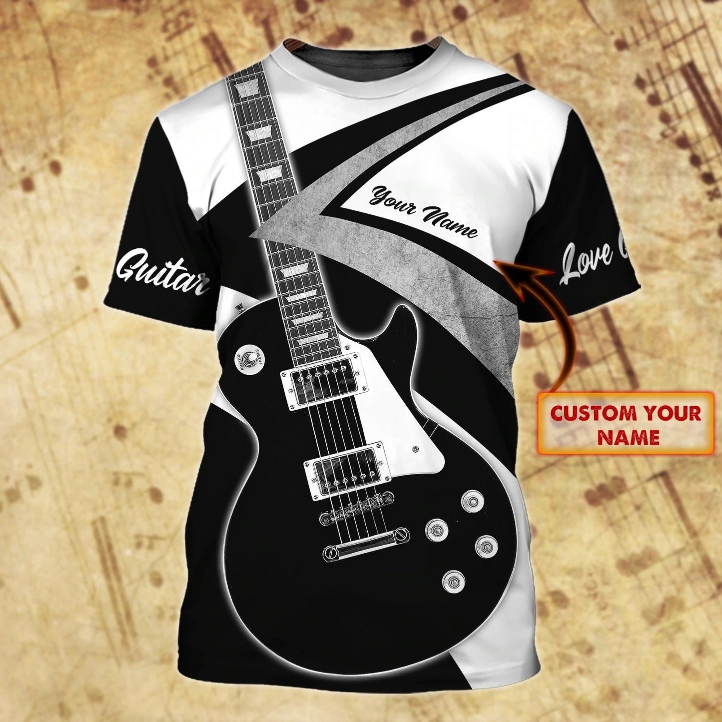 Personalized 3D Guitar Shirts Guitar Lovers, Sublimation Guitar Shirt With Name, Gift For Guitar Lover TO0202