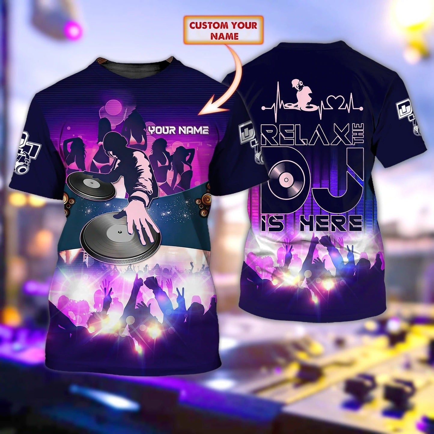 Custom With Name Dj 3D T Shirt, Disco Night Live Dj Music Dance Never End, I Love Dj 3D Shirts, Dj Musican Lover Gift TO0020