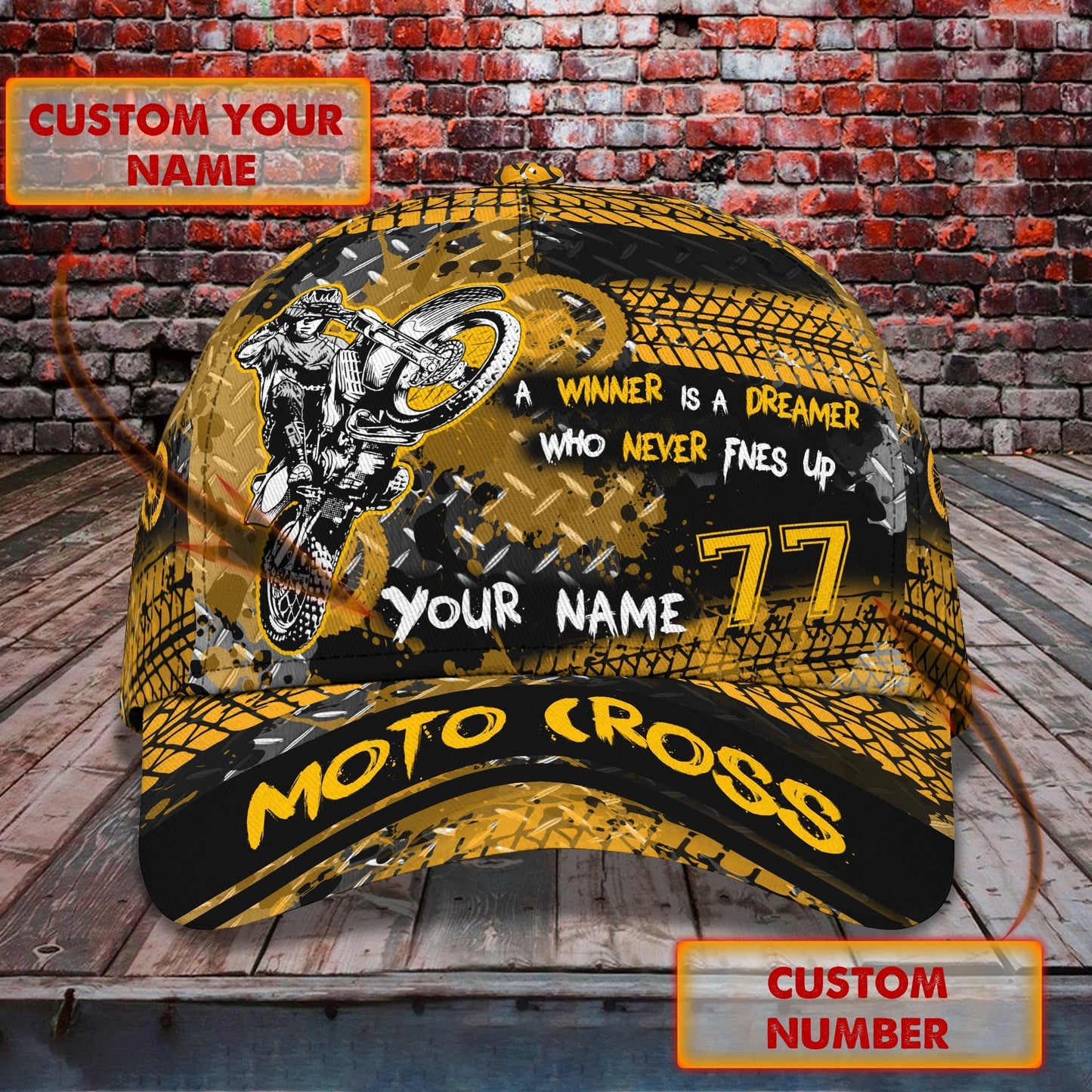 3D Classic Cap Motocross Personalized Name Cap Tendpins CA2063