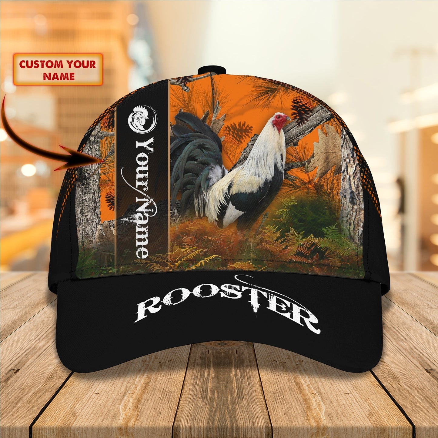 3D Classic Cap Rooster Personalized Name Cap Tendpins CA1137