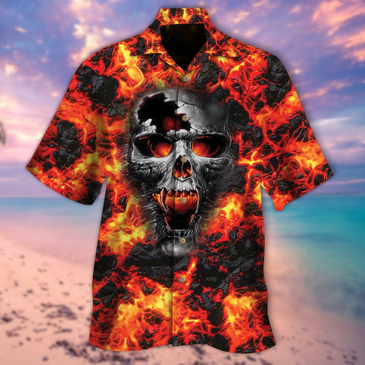 Skull Lava All Over Printed 3D Hawaiian Shirt HO5287