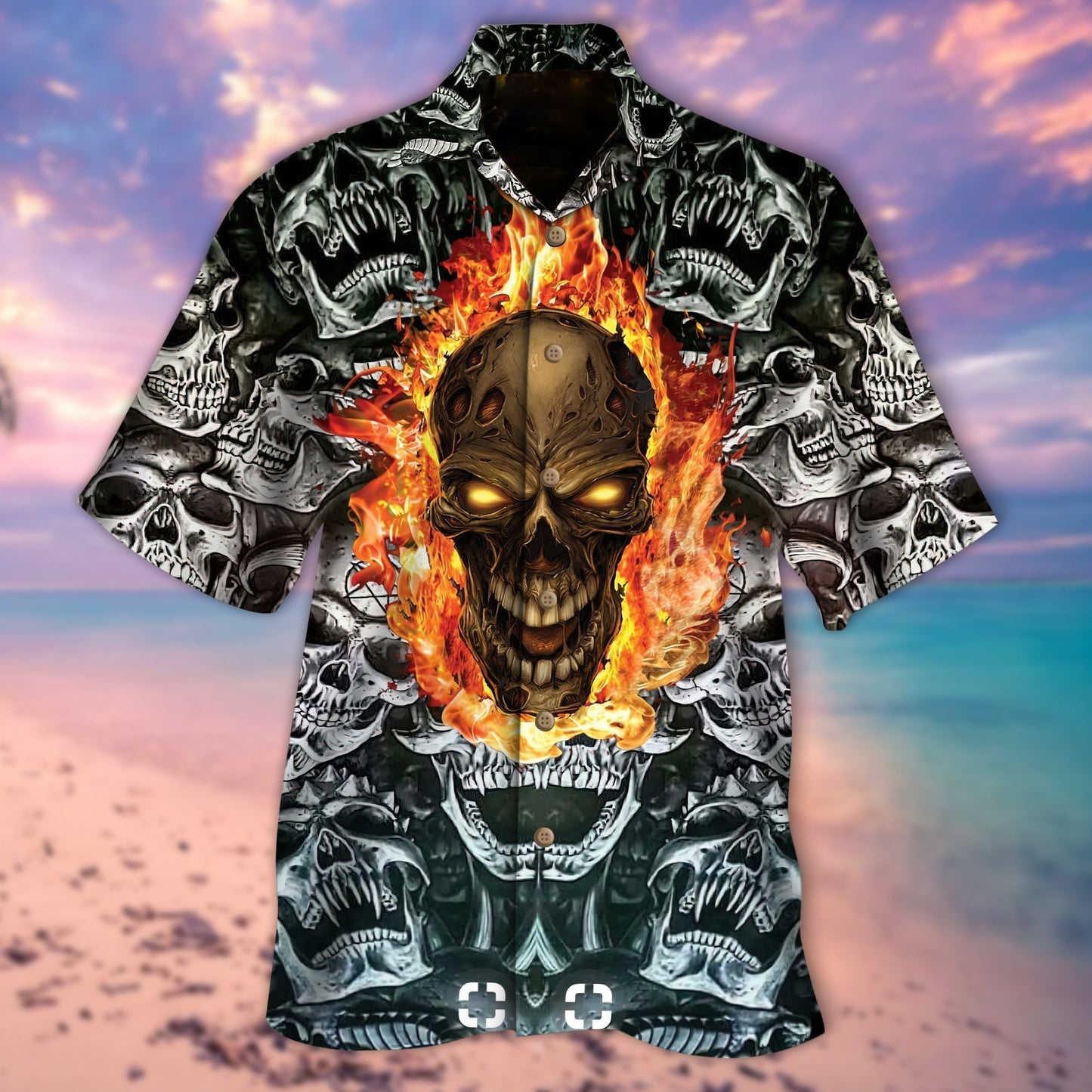 Ghost Rider Full Skulls All Over Printed 3D Hawaiian Shirt Ghost Skull Hawaii Shirts HO5289