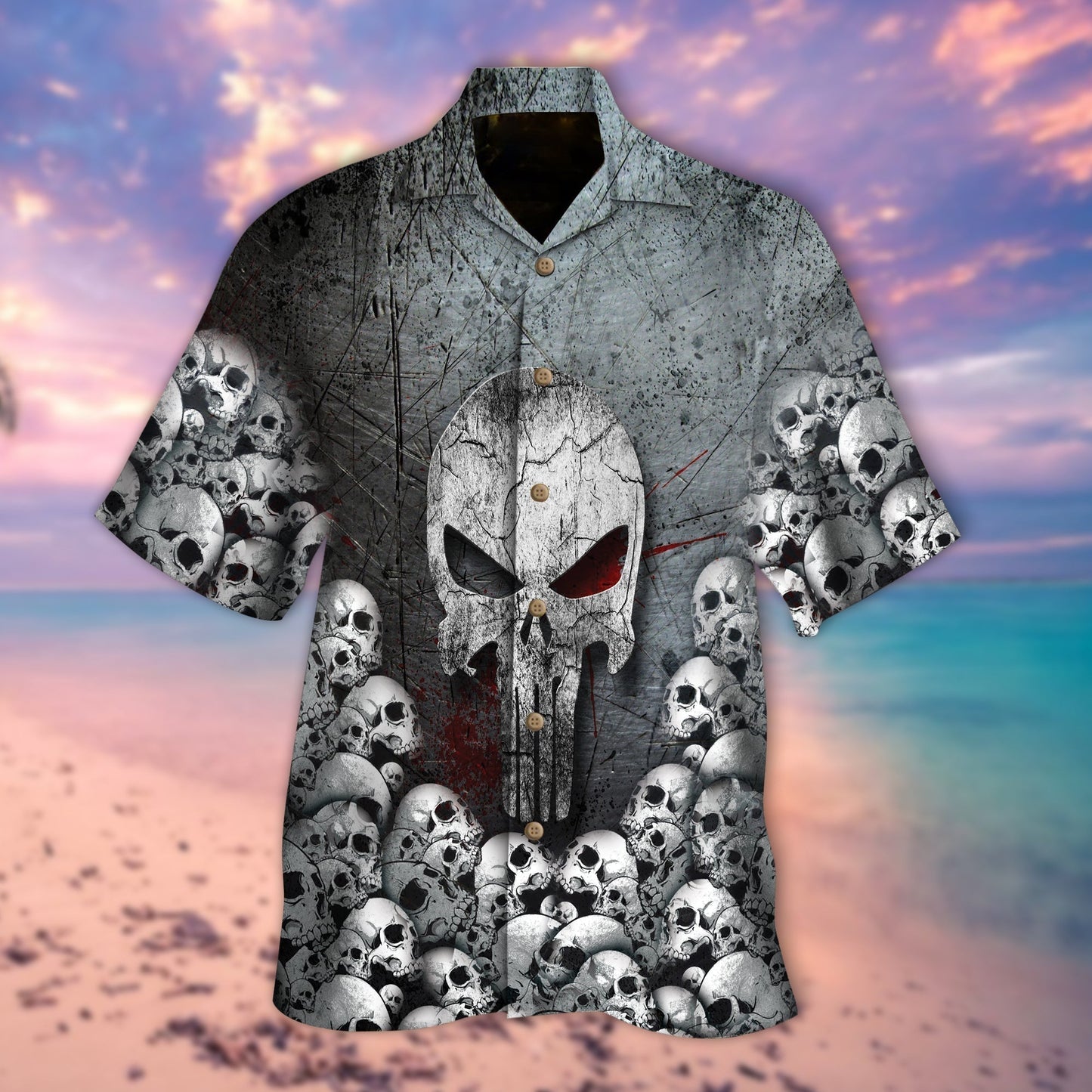 Skull Silver Hawaiian Shirt, Cute Skull Hawaii Aloha Beach Shirt HO5284