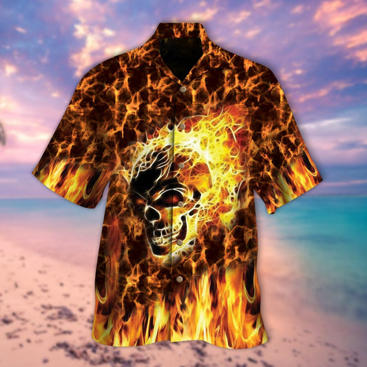 Skull On Fire Hawaiian Shirt For Him Her HO5273