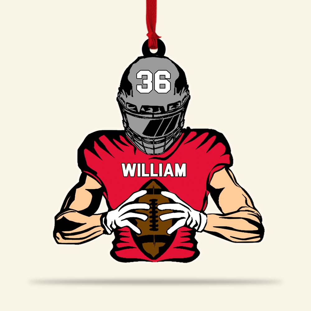 American Football Player Pose Personalized Flat Shaped Acrylic Ornament OO1836