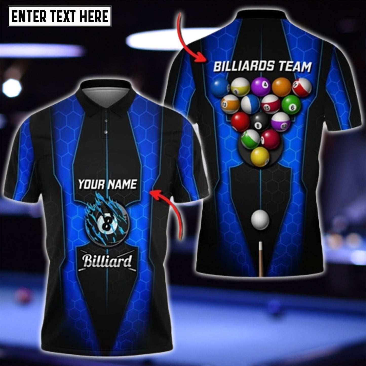 Tendpins Billiards Player 8 Ball Personalized Name 3D Shirt BIA0350