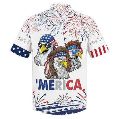 Cool American Eagle On Hawaiian Shirt Short Sleeve Independence Gift For Uncle Dad 4Th Of July Gift To Him HO5030