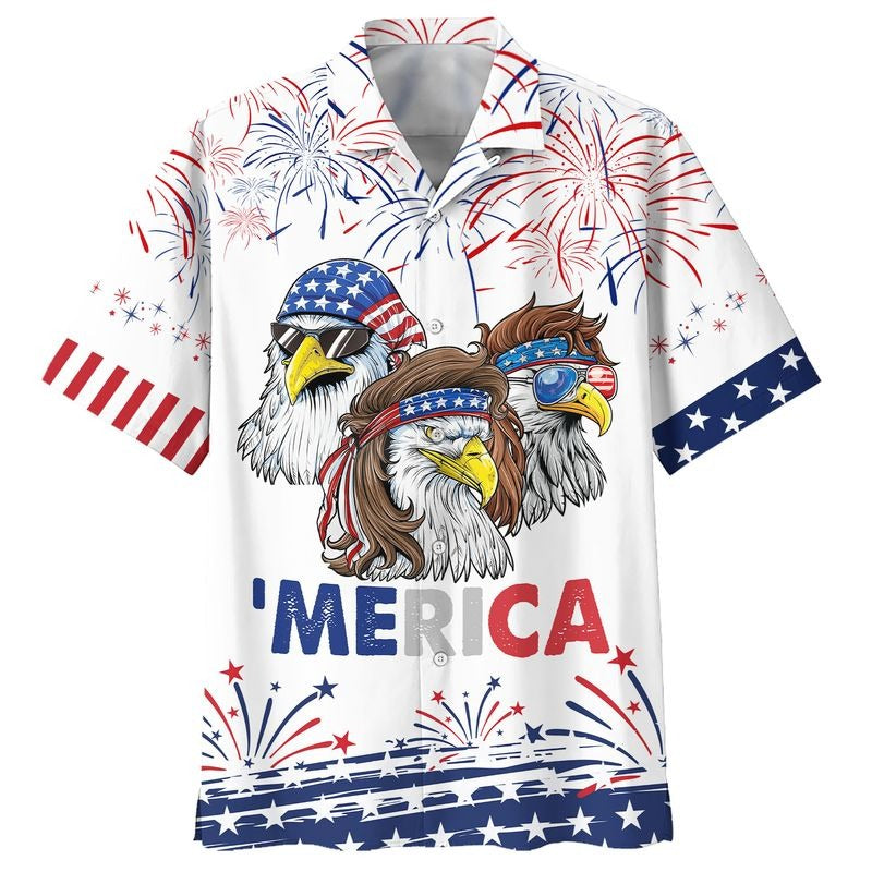 Cool American Eagle On Hawaiian Shirt Short Sleeve Independence Gift For Uncle Dad 4Th Of July Gift To Him HO5030