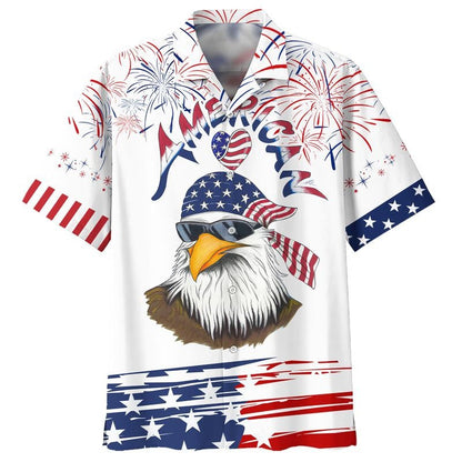 Cool Eagle American Hawaiian Shirt, Independence's Day Eagle Hawaiian Shirt In Us Flag Pattern, Eagle Hawaii Shirt HO5044