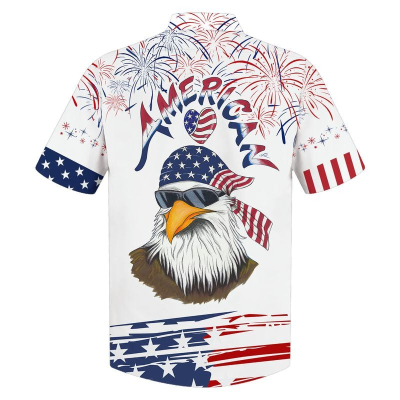 Cool Eagle American Hawaiian Shirt For Dad, Husband Independence'S Day Hawaii Gifts, Best Gift 4Th Of July For Him HO5028