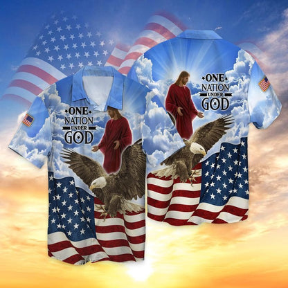 Jesus And Eagle One Nation Under God 3D Full Print Hoodie, 4Th July Independence Day 3D Tee Shirt, Patriotic 3D Bomber TO0211