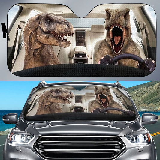 Dinosaur 3D Printed Car Sunshade Cover, Dinosaurs Cute Car Sun Shade For Windshield SO0377