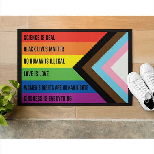 Lgbt Mat Science Is Real Progress Pride Doormat, Trans Home Decorative Welcome Doormat LO1206