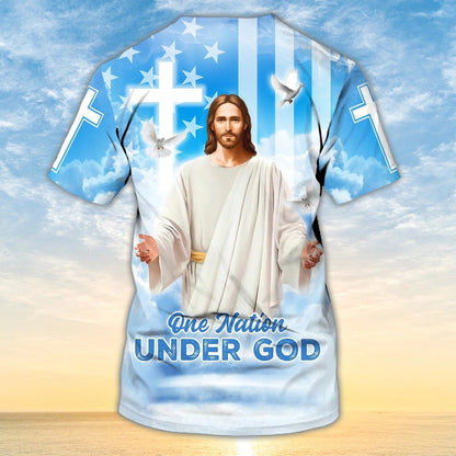 One Nation Under God 3D All Over Print Shirt Hoodie, 4Th Of July Patriotic 3D Hawaiian Shirt, Independence 3D Shirt TO0210